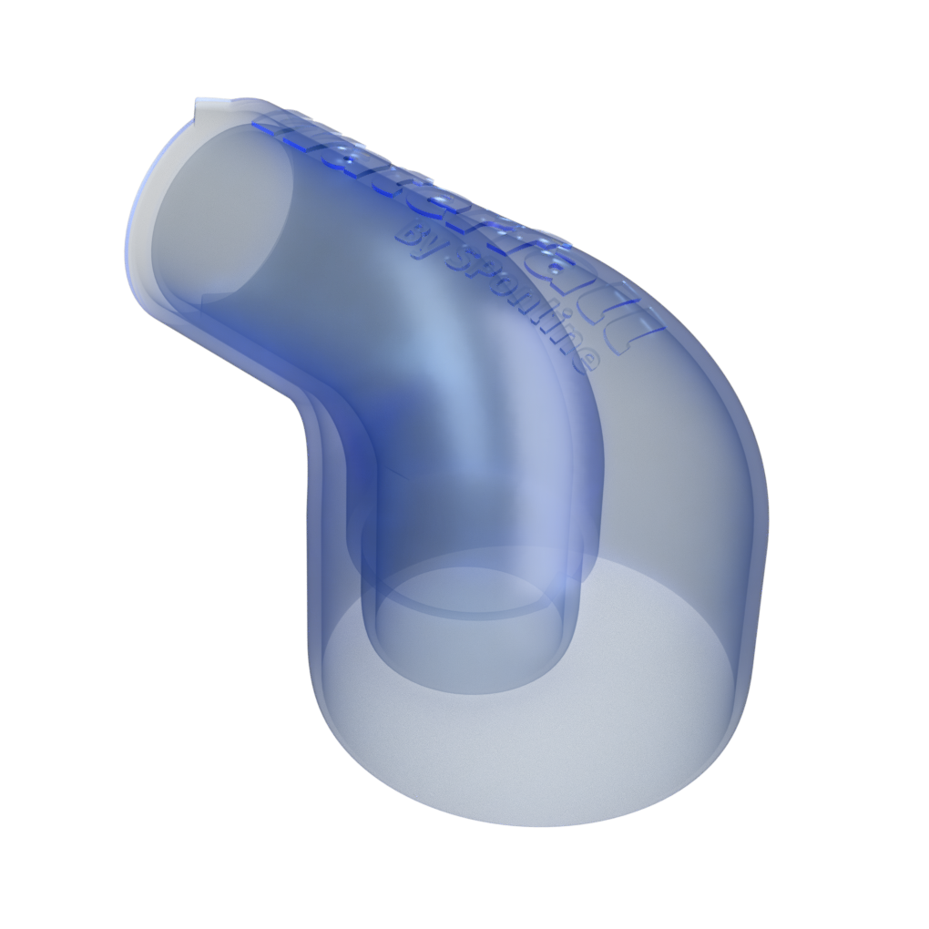 Waterfall — two-part disassembled connector, front view